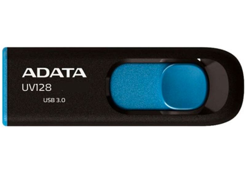 Adata UV128 128GB Capless Flash Drive - Black/Blue