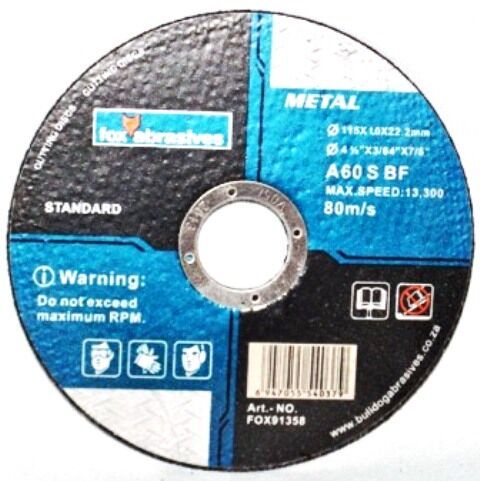Fox Tools - Abrasive Cutting Disc Steel Standard - 115 x 1.0mm