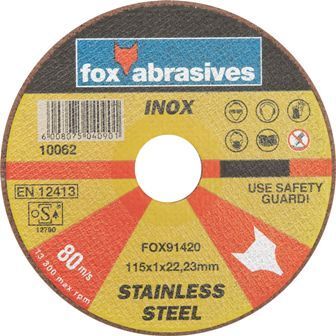 Fox Tools - Abrasive Cutting Disc Stainless Steel - 115 x 1.0mm