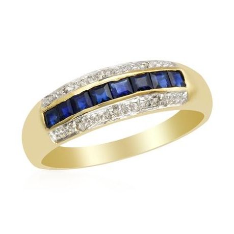 gold sapphire and diamond engagement ring