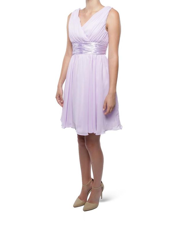 Snow White Shoulder V-Neck Cocktail Bridesmaid/Evening Gown - Lilac ...