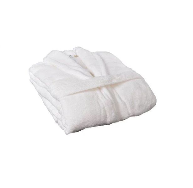 Club Classique - Luxurious Velour Bathrobe With Collar - White