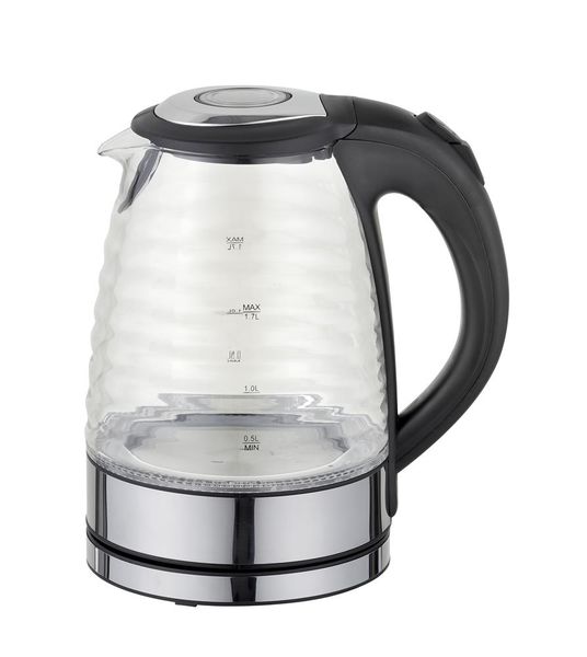 Sunbeam - 1.7 Litre Ribbed Glass Kettle - Black