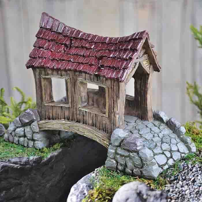 Miniature Fairy Gardens Village Covered Bridge In Miniature Fairy Gardens Village Covered Bridge Loading Zoom