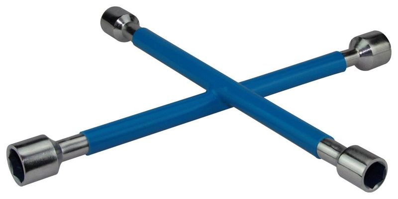 Moto Quip - Blue 4Way Wheel Rubber Coated Spanner - socket size 17/19/21/23