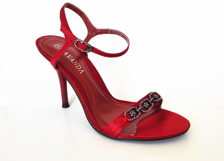 Lavanda Burgundy Heel Sandal with Diamante Trim - (Size: 8)3K3031-1 ...