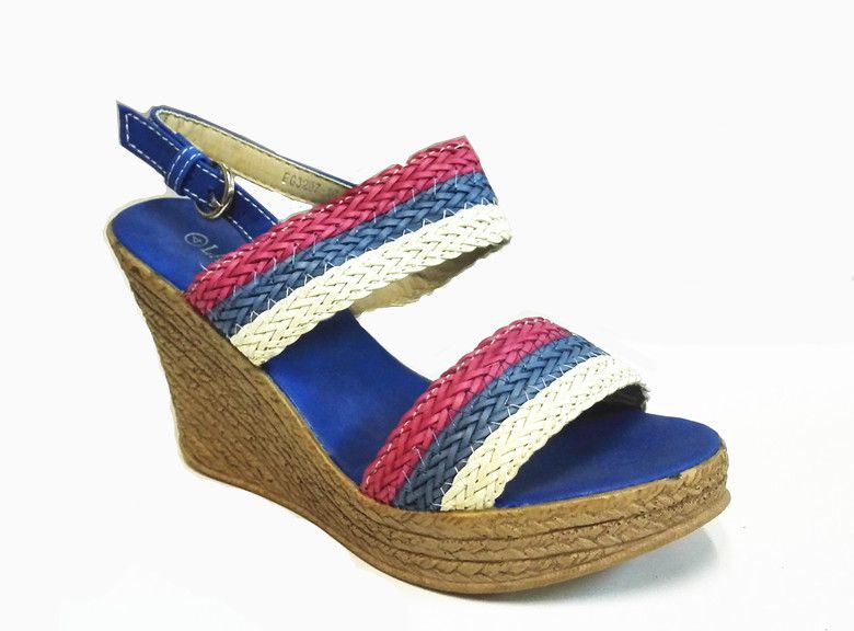 Lavanda Blue Multi Colour Strapy Upper Wedge - (Size: 8)EG3297-16 BLUE