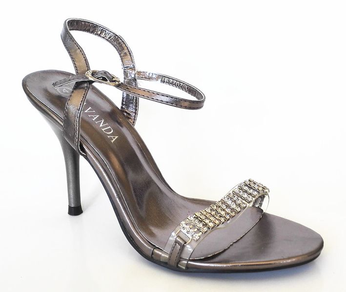 Lavanda Pewter Heel Sandal with Diamante Trim - (Size: 8)QA51544-4 PEWTER