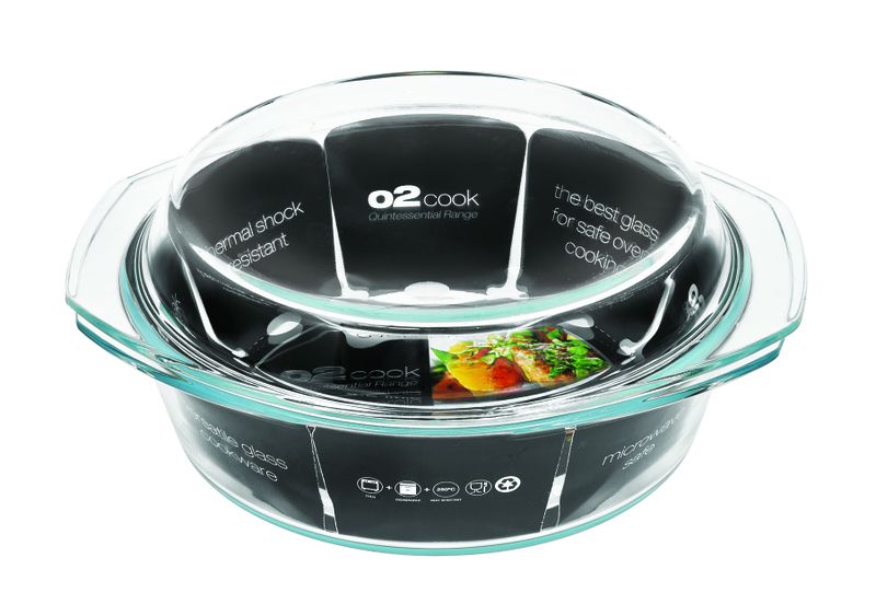 O2 Cook Round Casserole With Lid - 1.5 Litre
