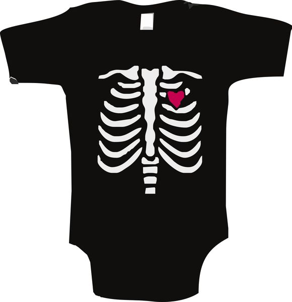 Noveltess Halloween Black Bones Baby Grow