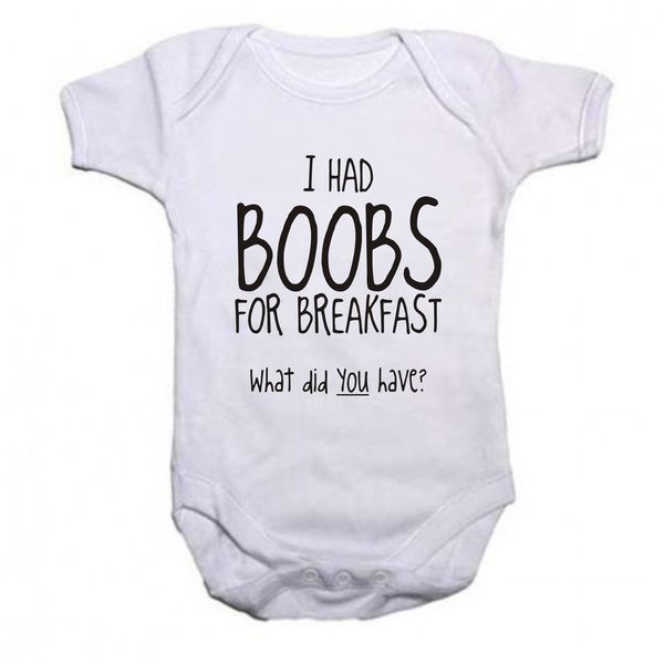 Noveltees I Had Boobs for Breakfast White Baby Grow
