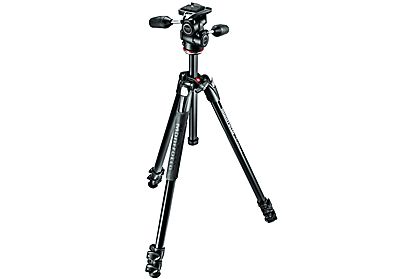 Manfrotto MK290XTA3-3W 290 Xtra Aluminum 3-Section Tripod with 3-Way Head Black