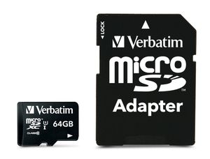 Verbatim 64GB Premium 300x Micro SD Card with Adaptor Up to 45MB/sec