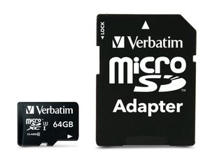 Verbatim 64GB Pro 600x Micro SD Card with Adaptor