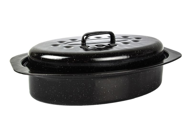Kaufmann Enamel Coated Oval Pan with Lid - 3.0 Litre