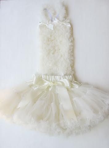 Frilly Tutu &amp; Top Set For Girls Ivory image