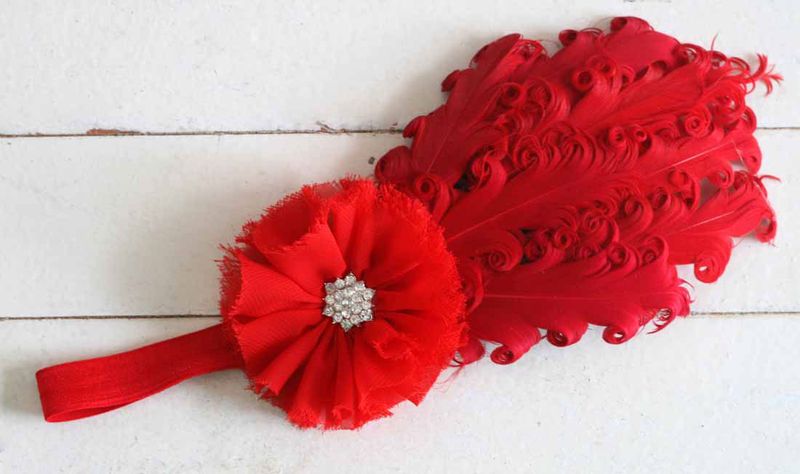 Elastic Vintage Feather Headband - White