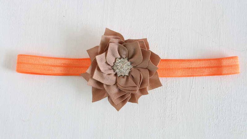 Orange Elastic &amp; Brown Flower image