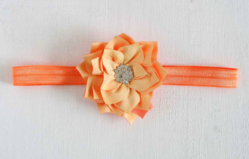 Josephine Elastic Headband - White Elastic &amp; Green flower