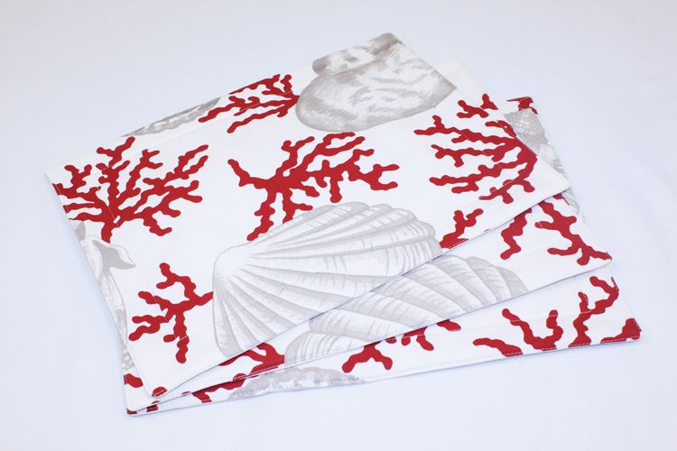 DSA - 100% Cotton Coral Shell Design Placemats - Set Of 6