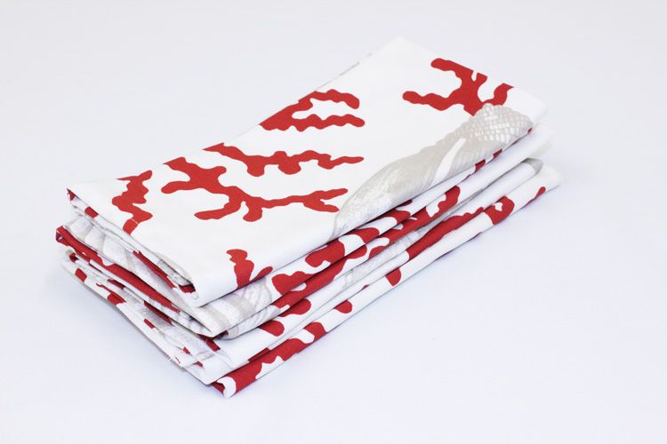 DSA - 100% Cotton Coral Shell Design Napkins - Set Of 6