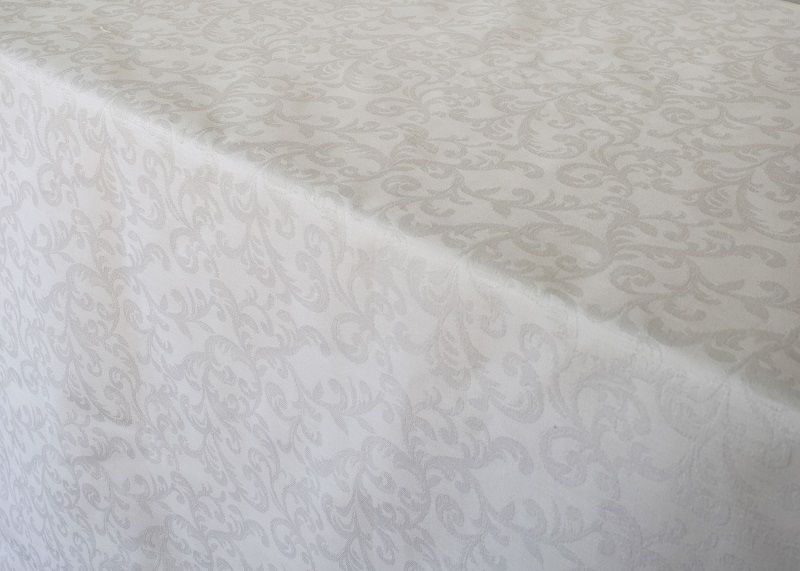 DSA - China Swirl White Tablecloth - 6 Seater