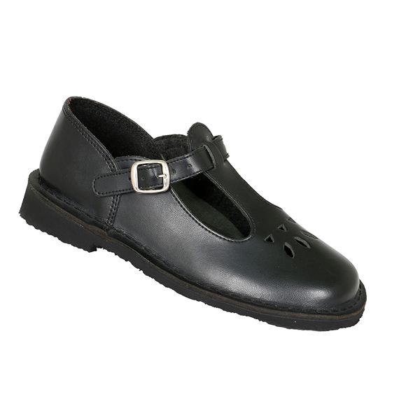 Toughees Melissa Girls Buckle School Shoes - Black