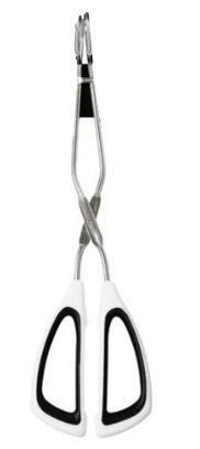 Prestige - Tongs Scissor with White Handle Soft Insert - Silver