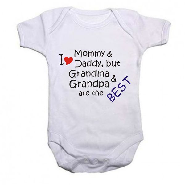 Noveltees I Love Mommy &amp; Daddy But Grandma &amp; Grandpa Are The Best Short Sleeve Body Vest - White
