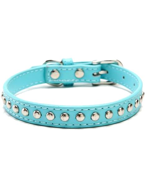 Doggie Hillfigher - Leather Stud Collar - Blue - Small