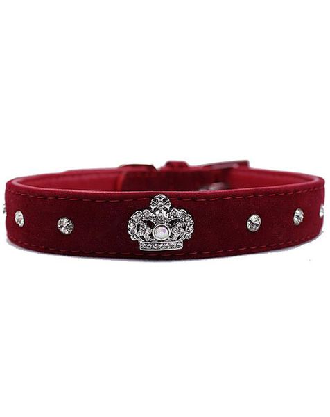 Doggie Hillfigher - Royal Velvet Diamante Collar - Red - Extra-Small