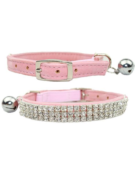 Doggie Hillfigher - Velvet Luxury Diamante Collar - Pink - Extra-Small