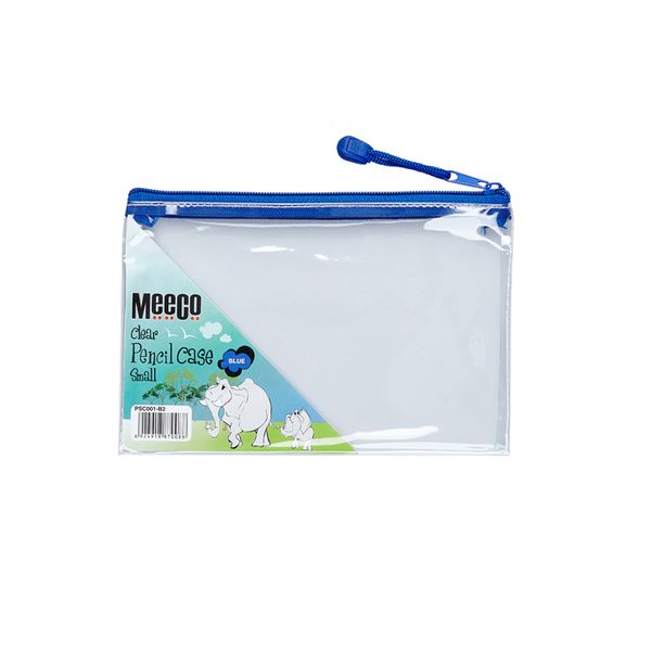 Meeco Clear Small (21cm) Pencil Bag - Blue Zip