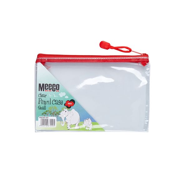 Meeco Clear Small (21cm) Pencil Bag - Red Zip