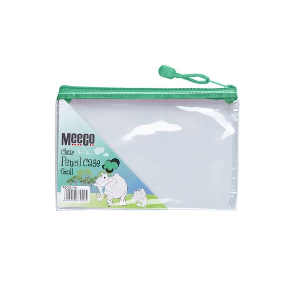 Meeco Clear Small (21cm) Pencil Bag - Green Zip