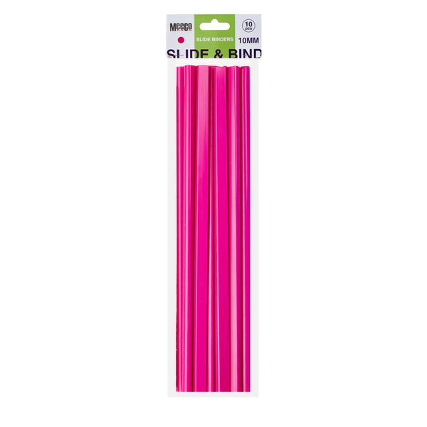 Meeco 10mm Slide Binders 10s - Neon Pink