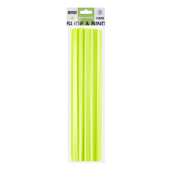 Meeco 10mm Slide Binders 10s - Neon Yellow