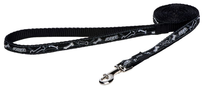 Rogz - Fancy Dress 11mm Fixed Dog Lead - Black Bone