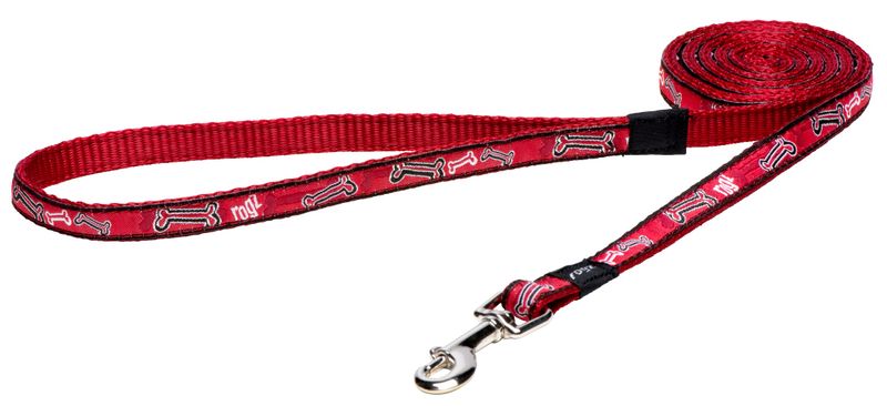 Rogz - Fancy Dress 11mm Fixed Dog Lead - Red Bone