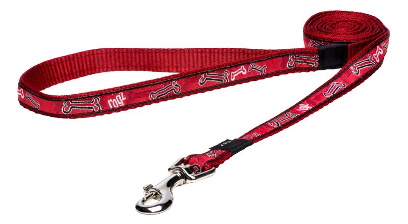 Rogz - Fancy Dress 16mm Fixed Dog Lead - Red Bone