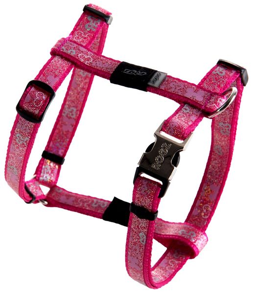 Rogz - 13mm Adjustable Dog H-Harness - Pink Bone