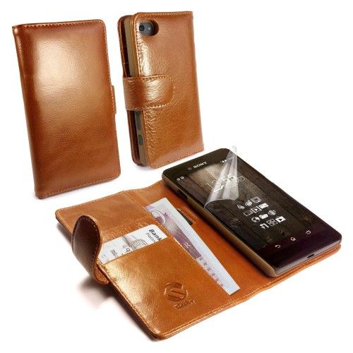 Tuff-Luv Vintage Leather Stand Case for Xperia Z5 compact (Mini) - Brown