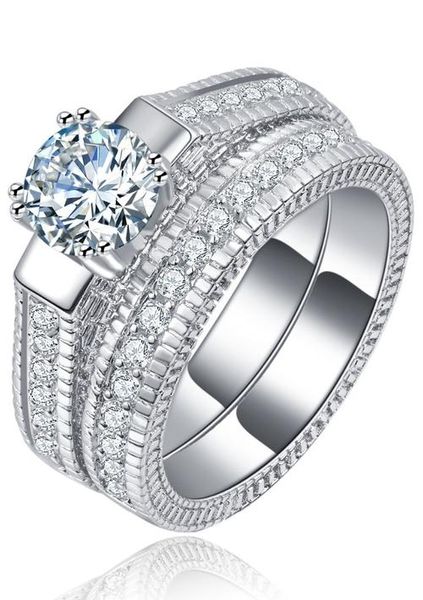 Yeoman 2.25 Carat Round Cut Simulated Diamond Wedding Ring Set