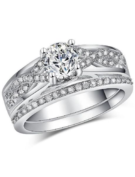 Yeoman 1.50 Carat Round Cut Simulated Diamond Wedding Ring Set