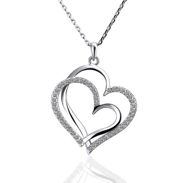 Yeoman Crystal Pave Double Heart Necklace