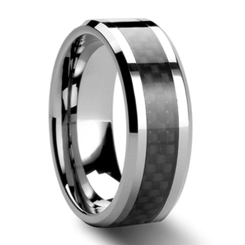 Yeoman Men's Carbon Fiber Inlay Tungsten Ring