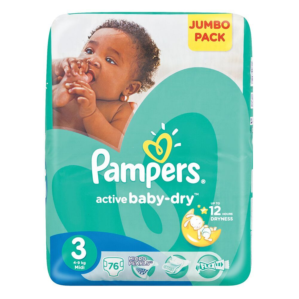 Pampers Active Baby 76 Nappies Size 3 Jumbo Pack Buy Online in