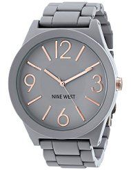 Nine West Ladies NW/1678GYRG Grey Rubberized Watch with Link Bracelet (parallel import)