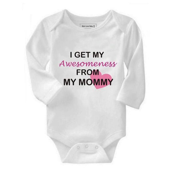 Noveltees I Get My Awesomeness From My Mommy Long Sleeve Baby Grow