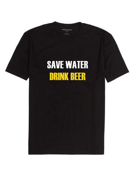 Noveltees Save Water Drink Beer Men's Short Sleeve T-Shirt - Black